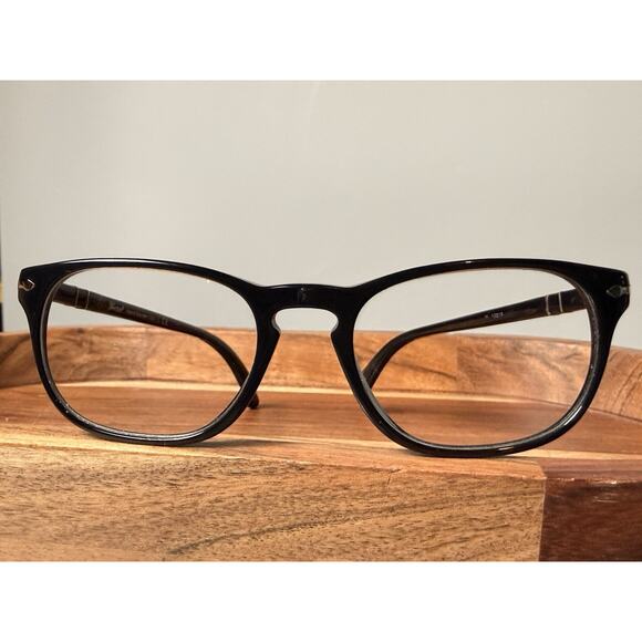 PERSOL BLACK EYEGLASSES FRAMES ~ 5.2 x 1.9 X 14.5 cm w/ Original Leather Case - Picture 2 of 16